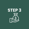 Step 3 icon with hand holding money bag