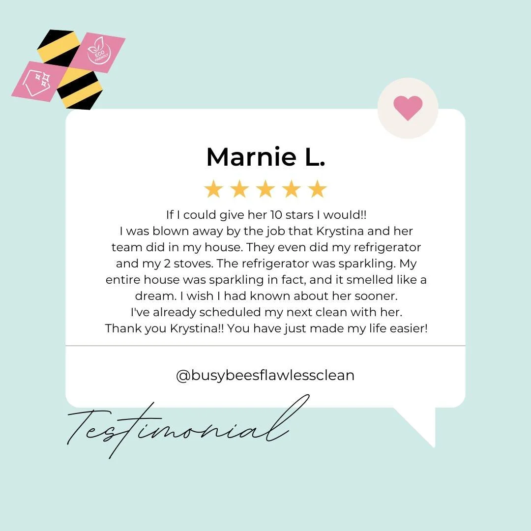 If I could give her 10 stars I wouId!! ⭐⭐⭐⭐⭐⭐⭐⭐⭐⭐
I was blown away by the job that Krystina and her team did in my house. They even did my refrigerator and my 2 stoves. The refrigerator was sparkling. My entire house was sparkling in fact, and it sme