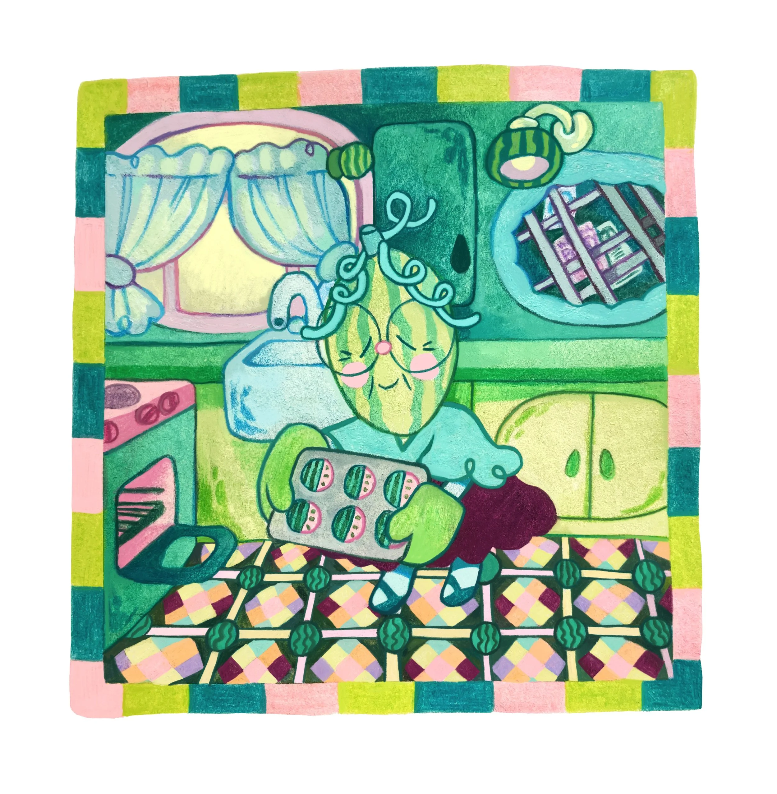 Mrs. Melon in her Melon House 