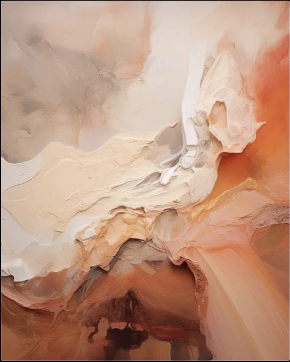 Modern abstract kunstwerk in aardetinten, perfect voor een warme en stijlvolle woonkamer