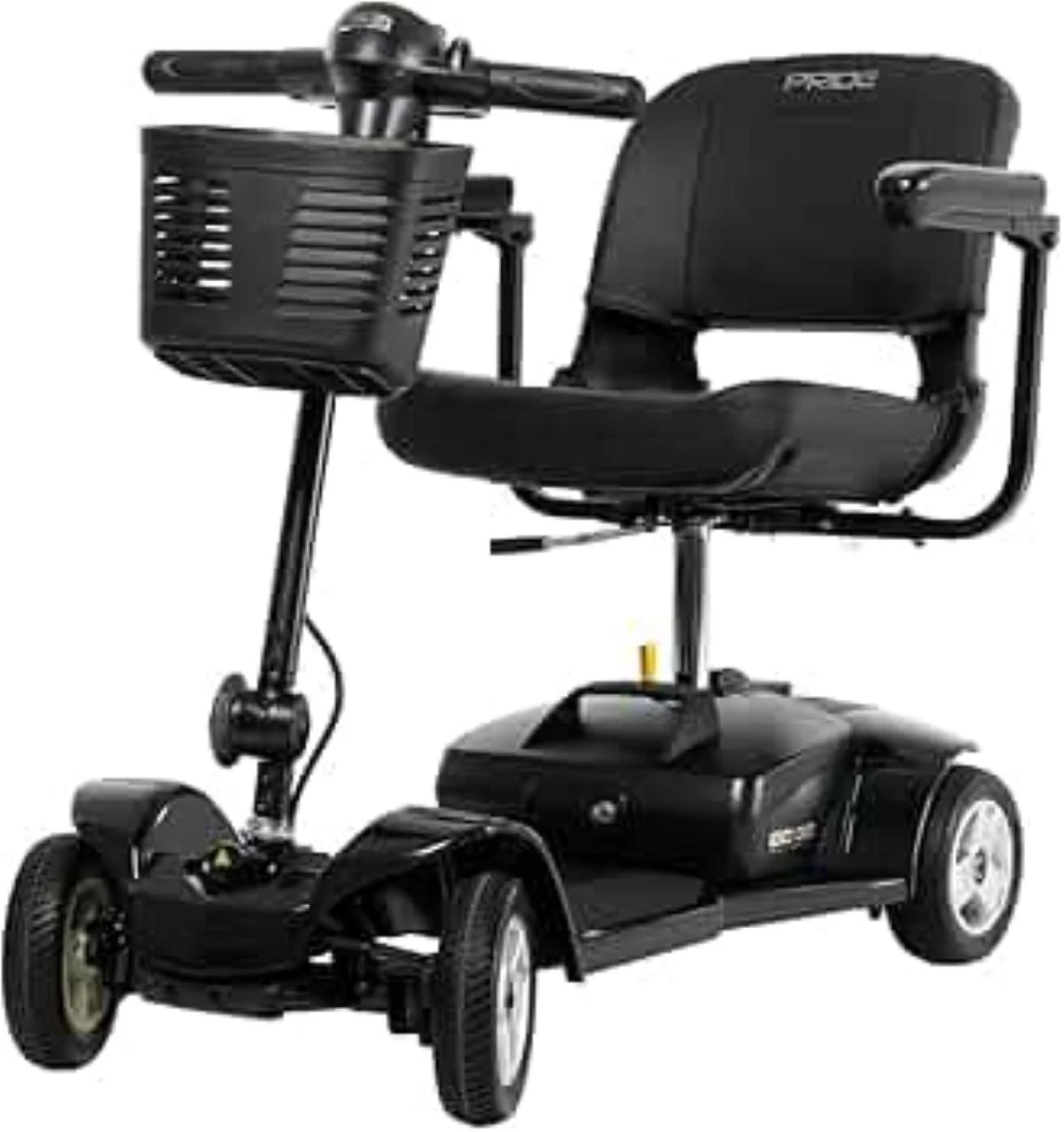 Black mobility scooter on a white background