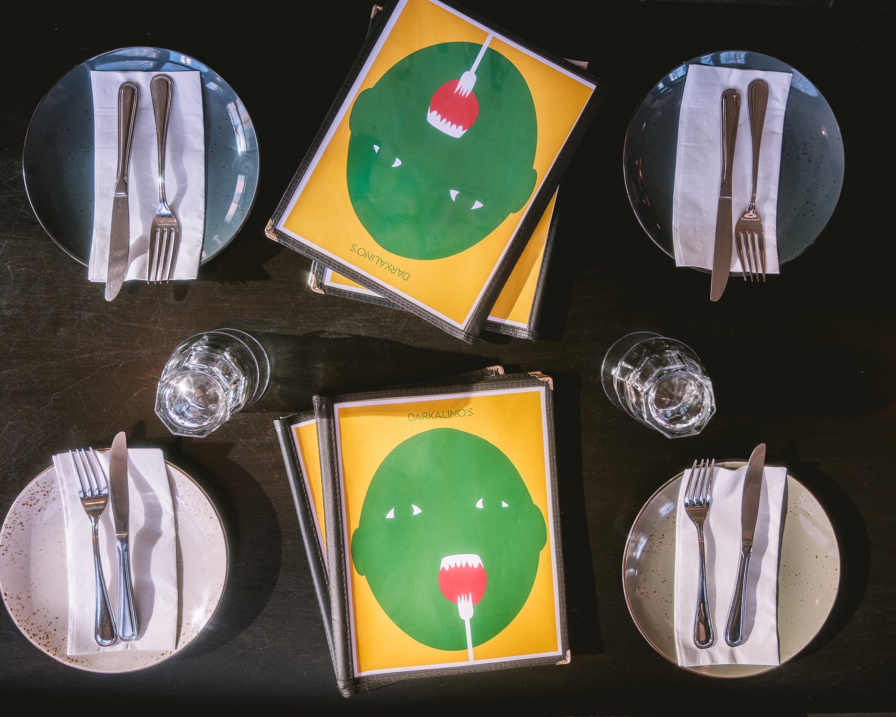 Darkalino's menu and table setting.