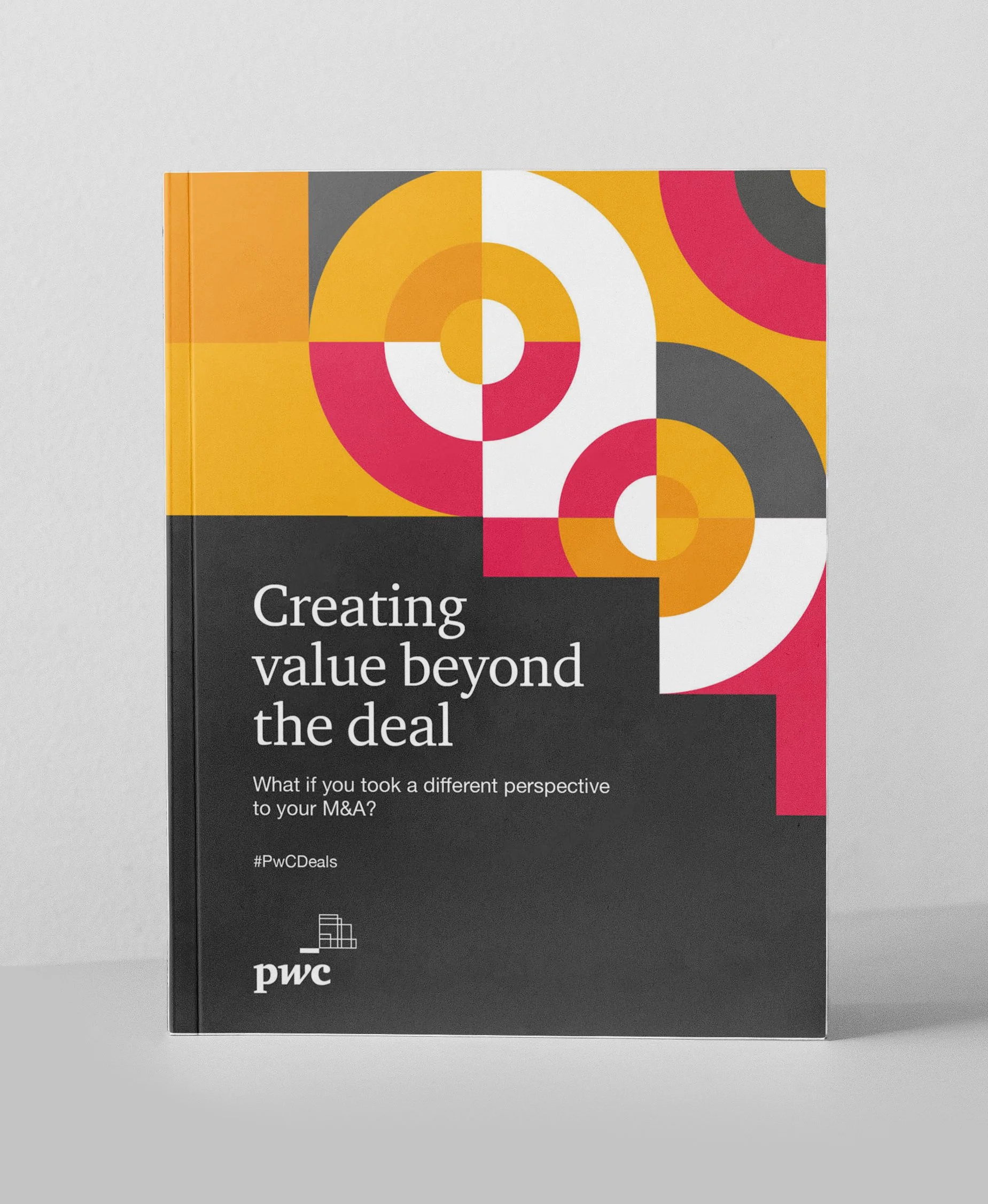 Book titled 'Creating value beyond the deal' by pwc with colorful geometric cover design.