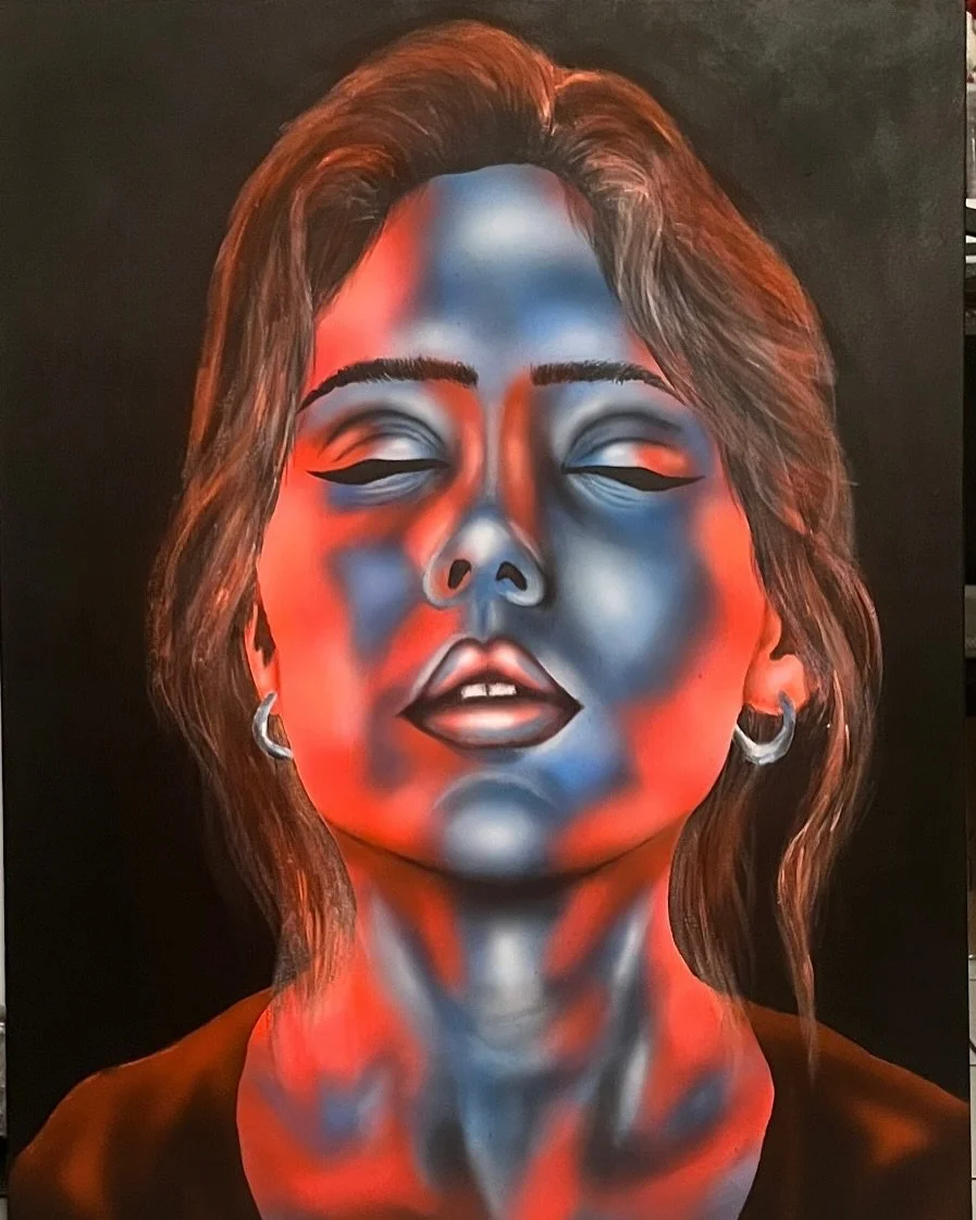 Close your eyes . Clear your heart❤️&zwj;🩹 #painting #neonlight #dualcolor #portrait