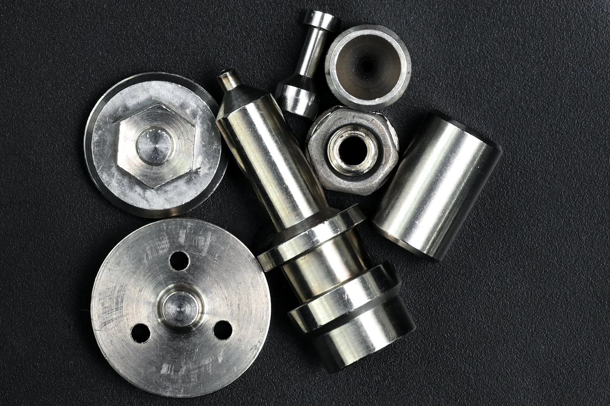 Precision machined metal components produced for medical device applications.