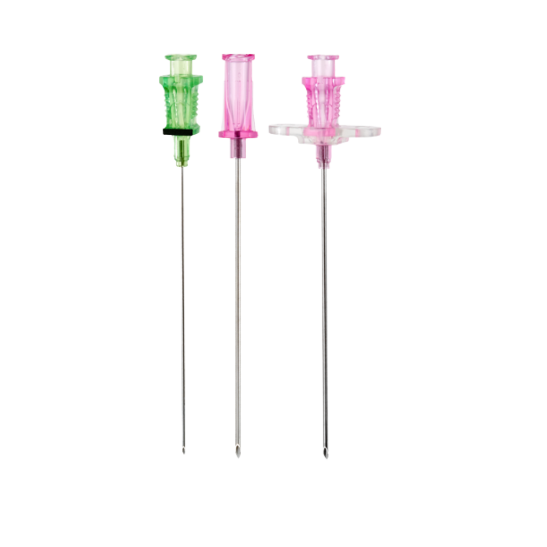Guidewire introducer needles with wing and no-wing plastic hub designs