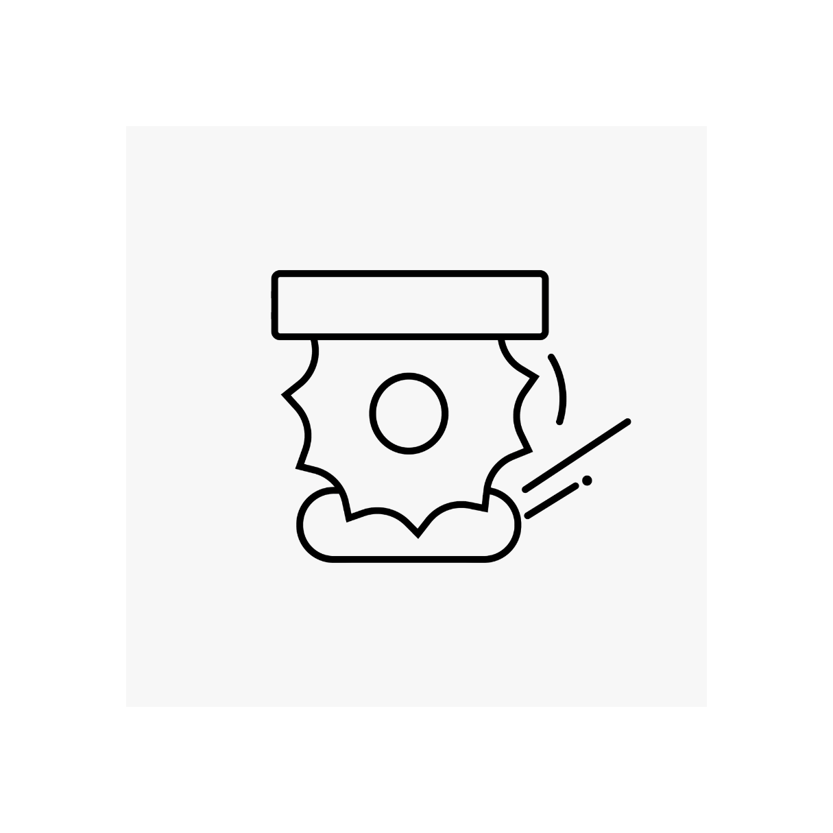 Black and white icon of a grinding tool.