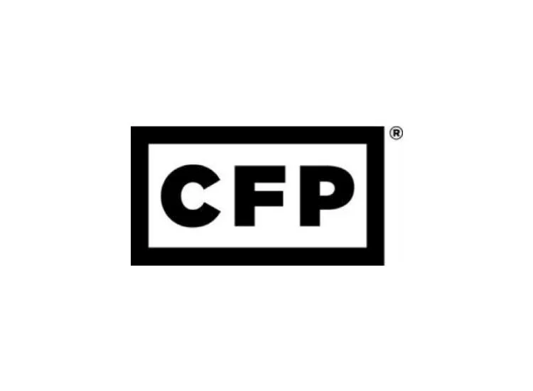 Black and white logo with the letters 'CFP' inside a rectangular border.
