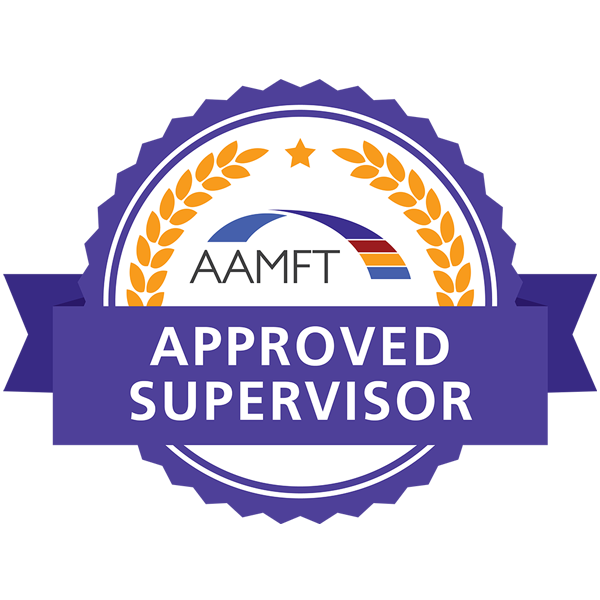 AAMFT Approved Supervisor badge—representing Ariel Landrum’s advanced training and credentials in supervising associate-level therapists in marriage and family therapy