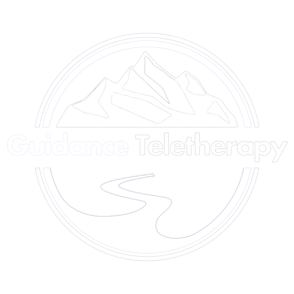 Guidance Teletherapy white logo symbolizing compassionate, modern mental health care across California