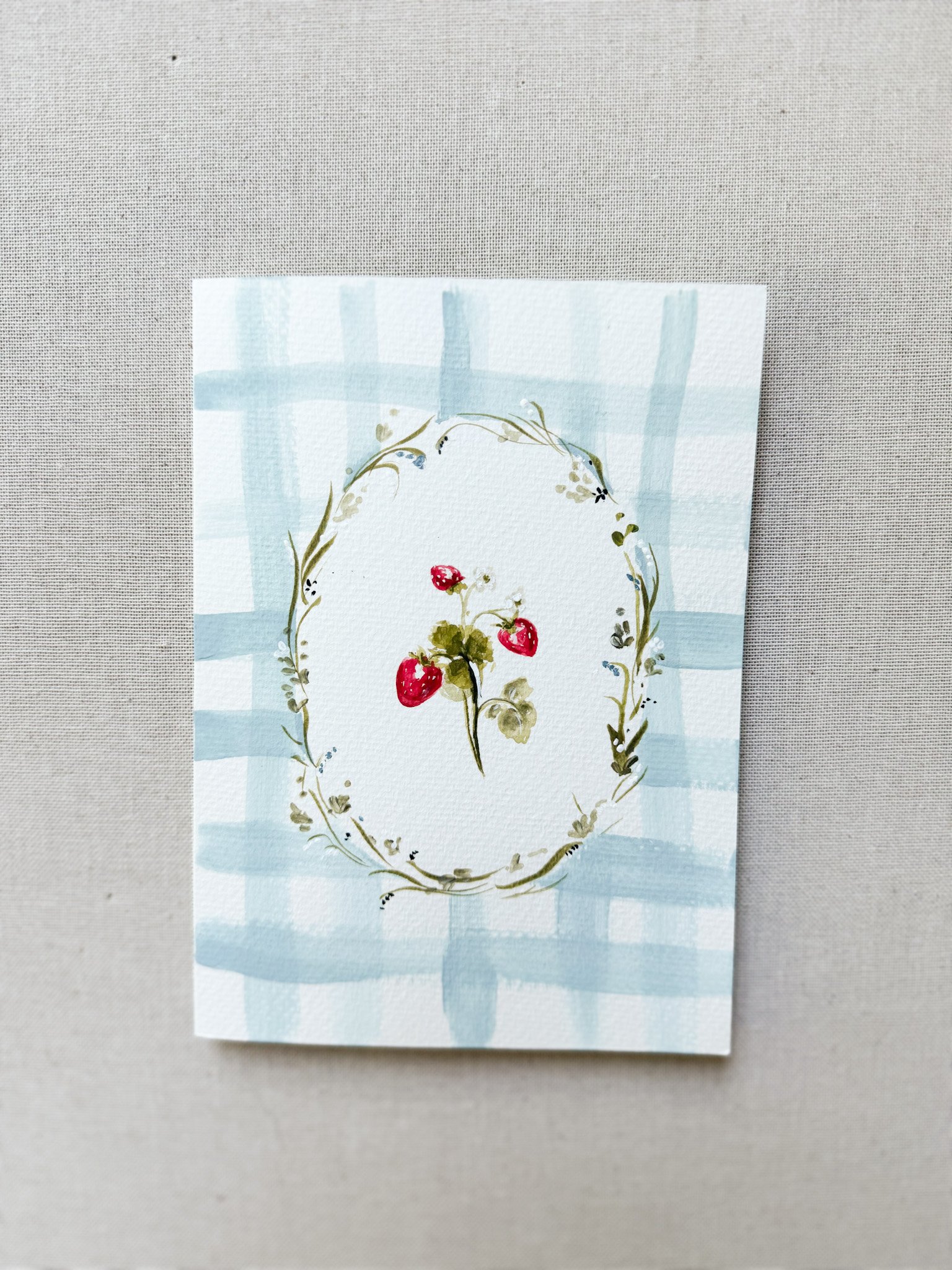 Cards Strawberries on Blue Gingham.jpg