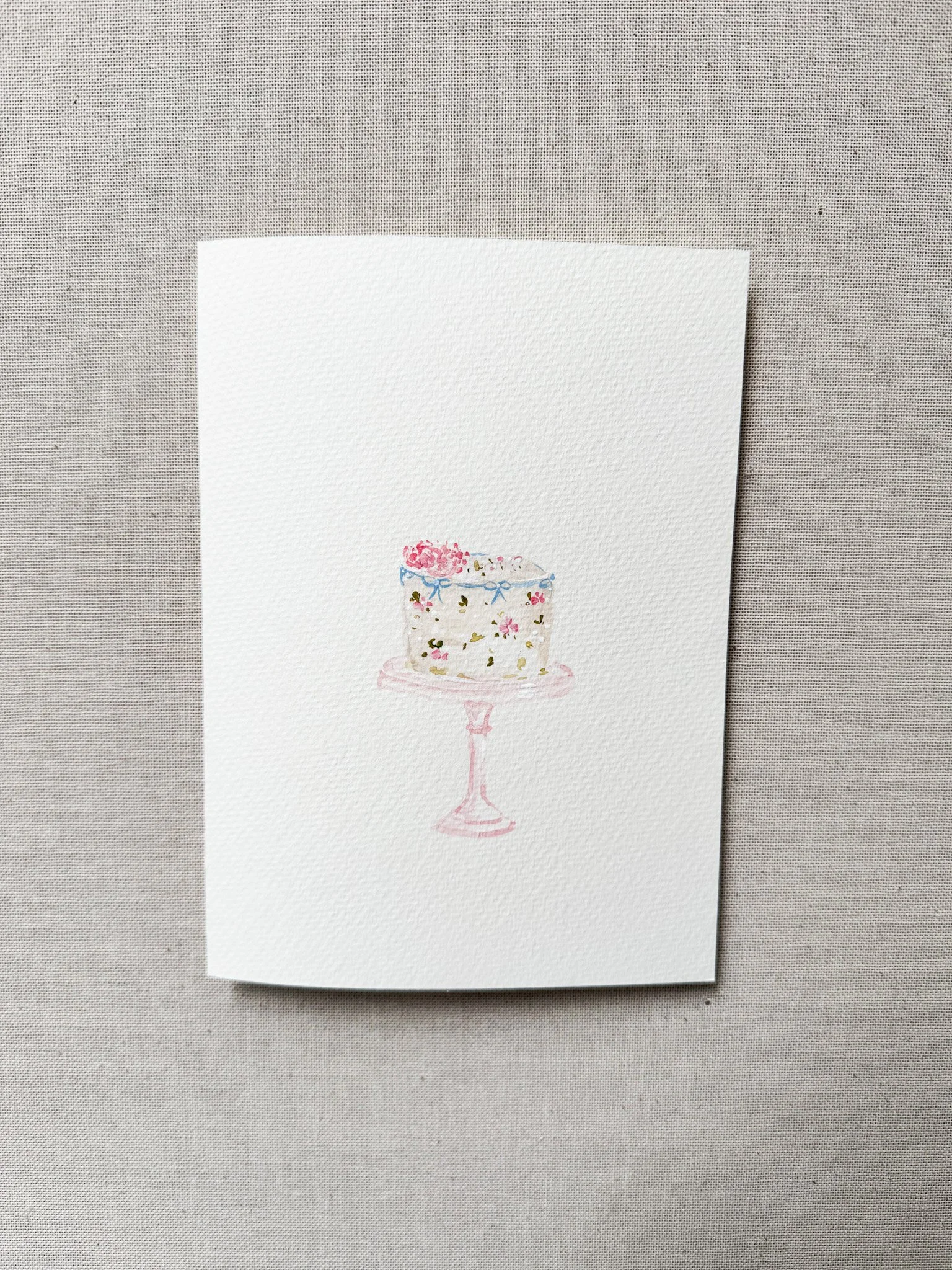 Cards:Cake:Pink Stand and Blue Bows.jpg