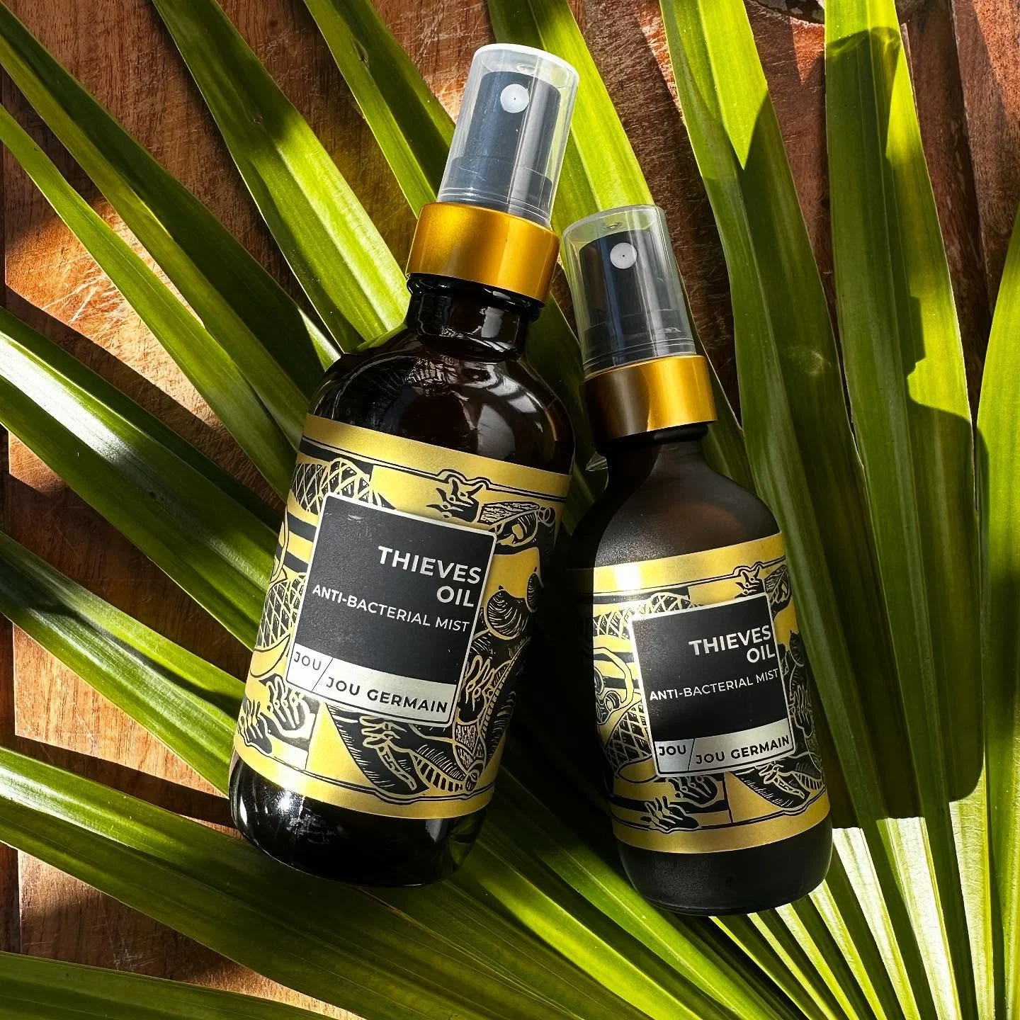 Thieves Oil Anti-Bacterial Mist: A time-honored blend of essential oils known for their anti-bacterial, anti-viral, and anti-fungal properties. Formulated without alcohol, this mist provides a natural defense against germs while supporting your skin&