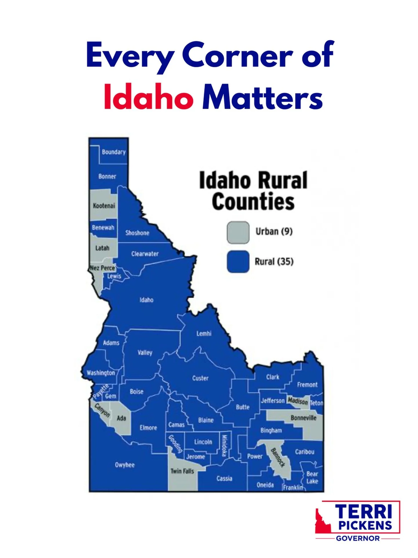 Idaho is built on small towns, local communities, and neighbors who show up for each other. From farming communities and mountain towns to rural main streets, these places are the backbone of our state.

Good leadership doesn&rsquo;t forget rural Ida