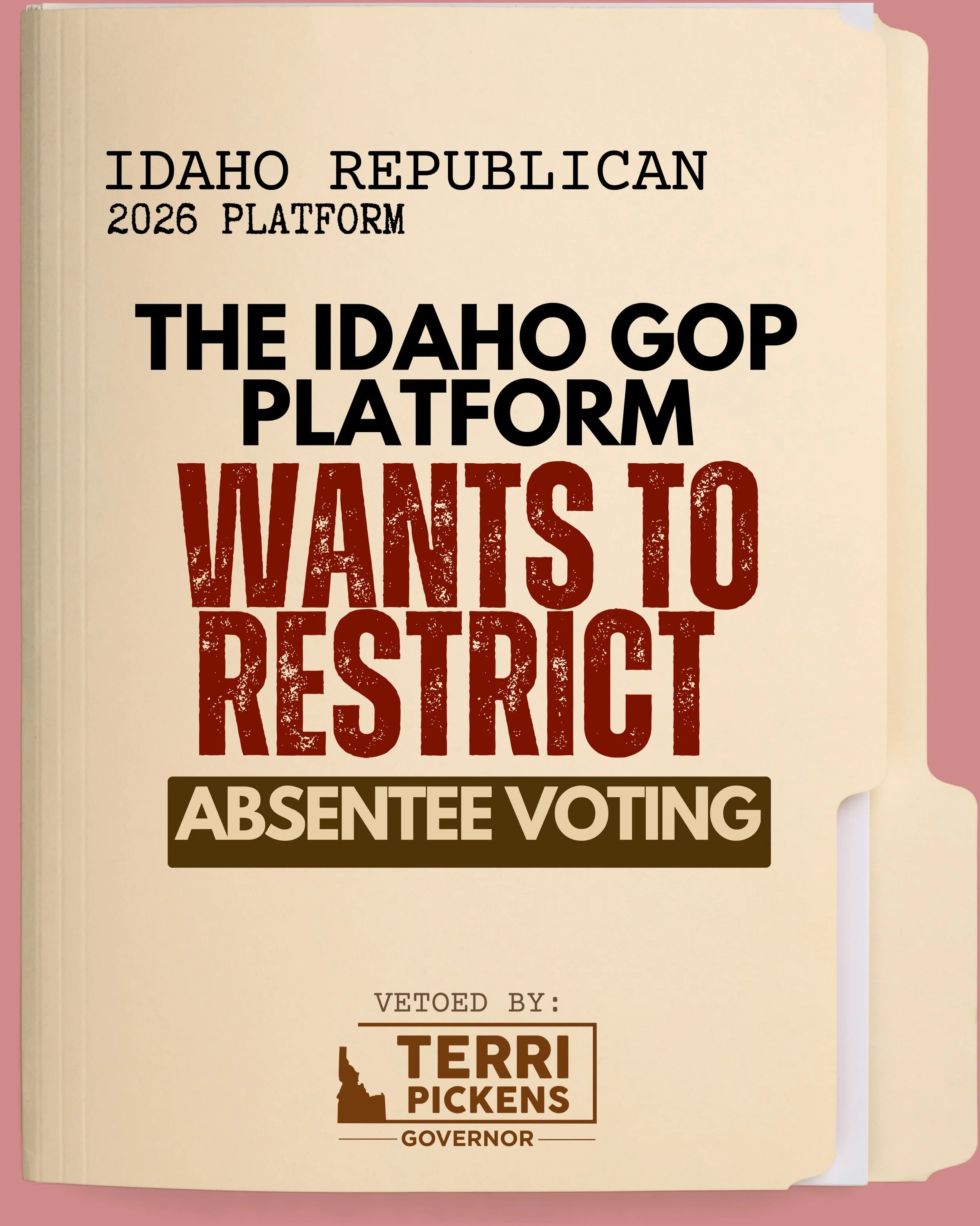 Voting should be easier, not harder.

The Idaho GOP platform supports moving absentee voting to an excuse-only system.

That means instead of simply requesting an absentee ballot, Idahoans could have to justify why they deserve to vote from home.

Th