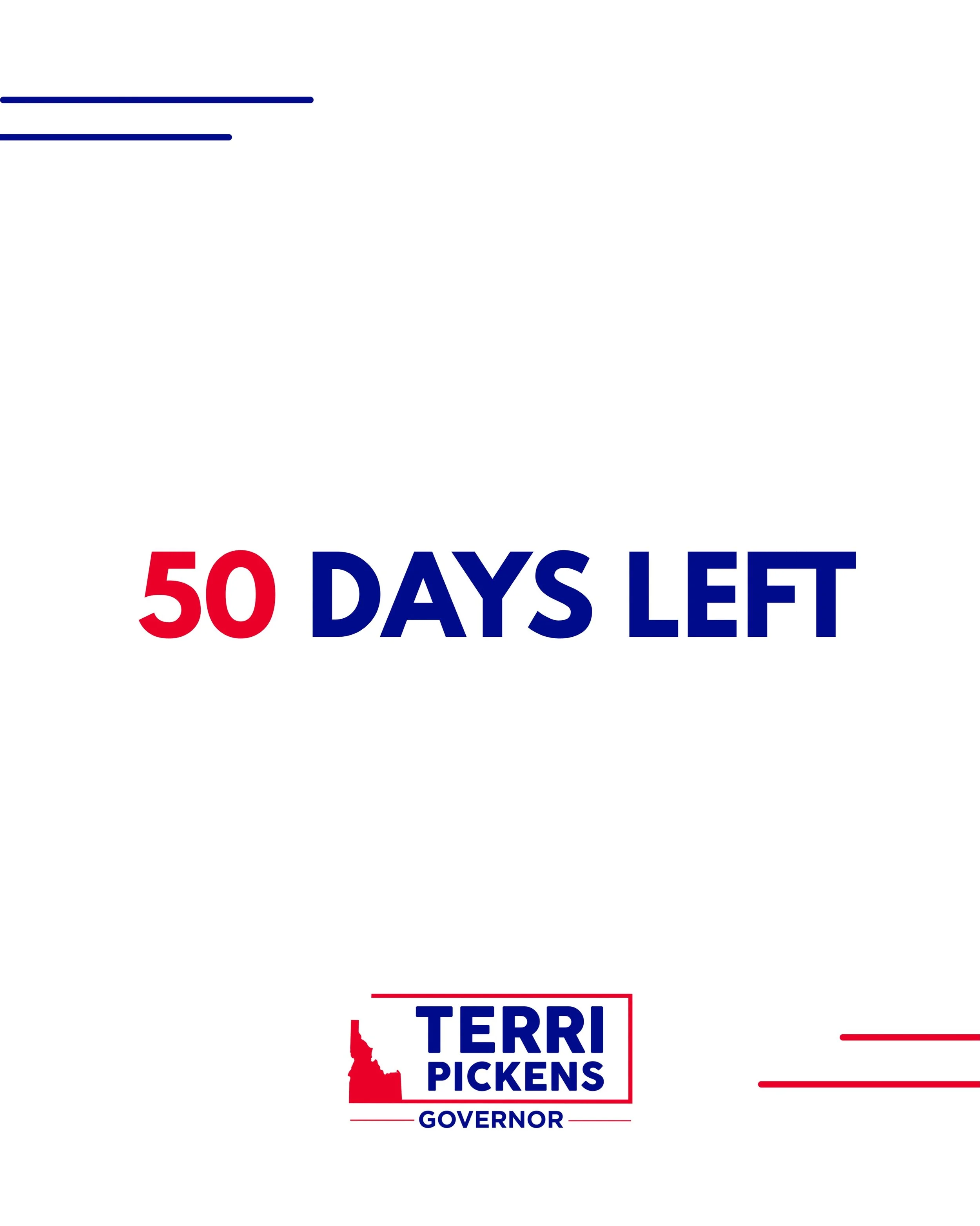 50 days to Election Day.

Thank you to everyone who has followed the campaign, attended events, volunteered, asked questions, and taken the time to learn more about the race. Our final stretch is beginning, including the upcoming Last Stop Tour and m