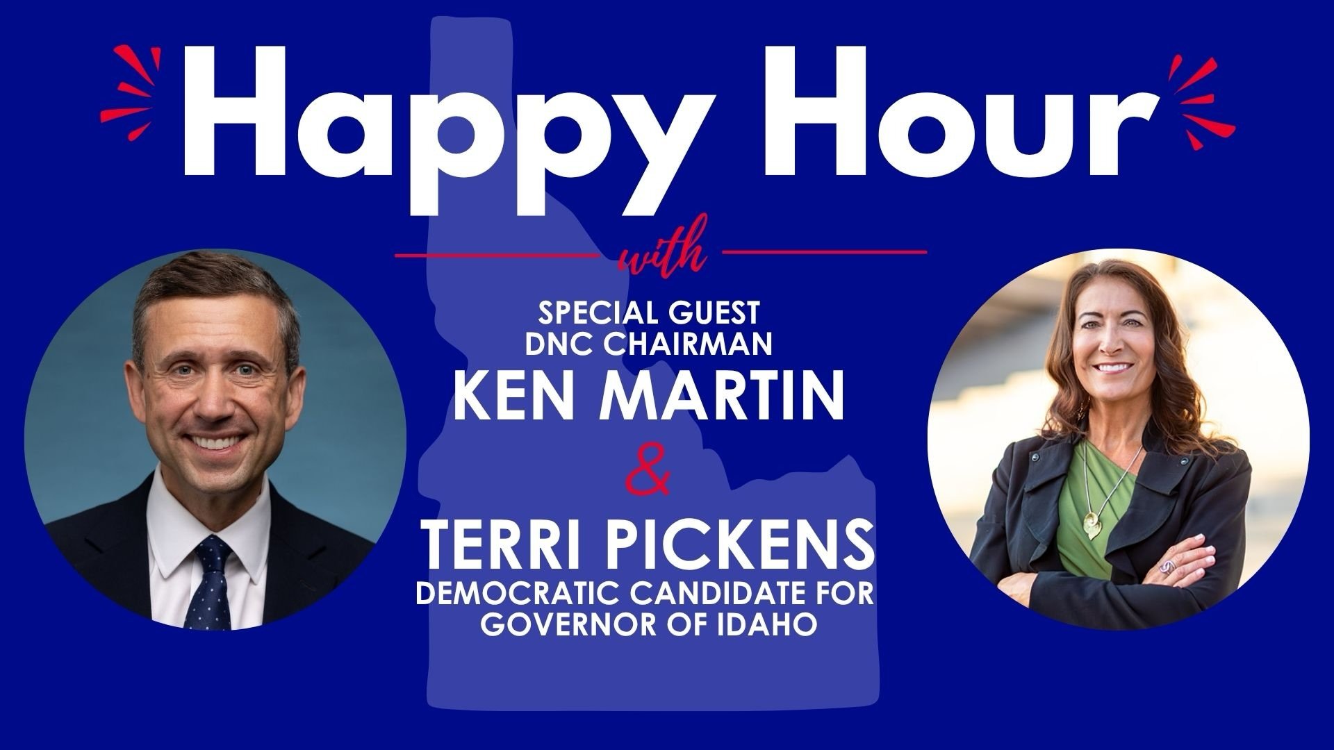 Join us for a special happy hour with Special Guest DNC Chairman Ken Martin and Terri Pickens, Democratic candidate for Governor of Idaho!

Enjoy a drink on us while hearing from Ken and Terri about the 2026 midterms, what&rsquo;s happening nationall