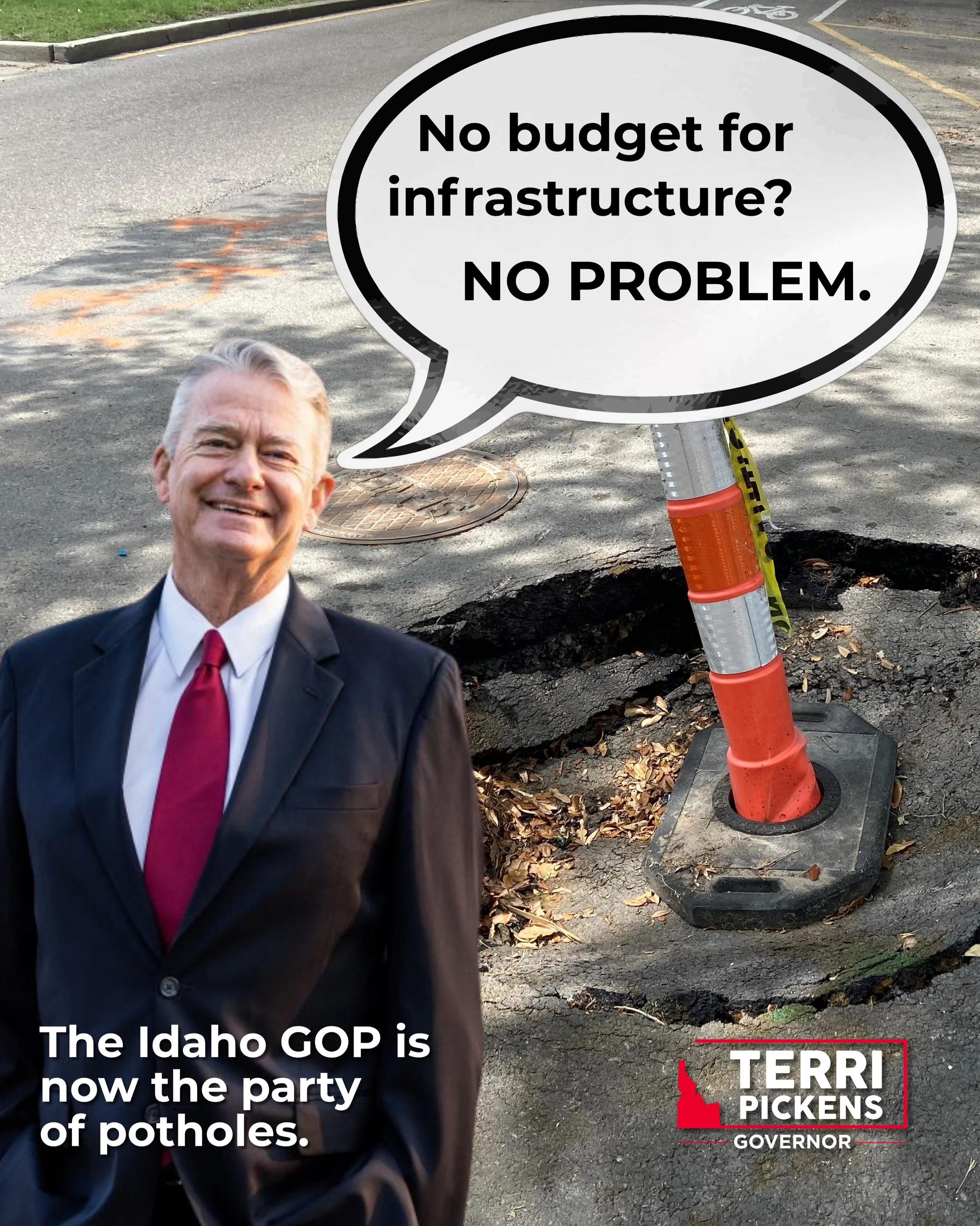 The Idaho GOP is the party of potholes.

Brad Little&rsquo;s 2026 budget plan removed $275 million from transportation funding, including $110 million intended for local highway districts. His administration called it a temporary pause. 

I call it w