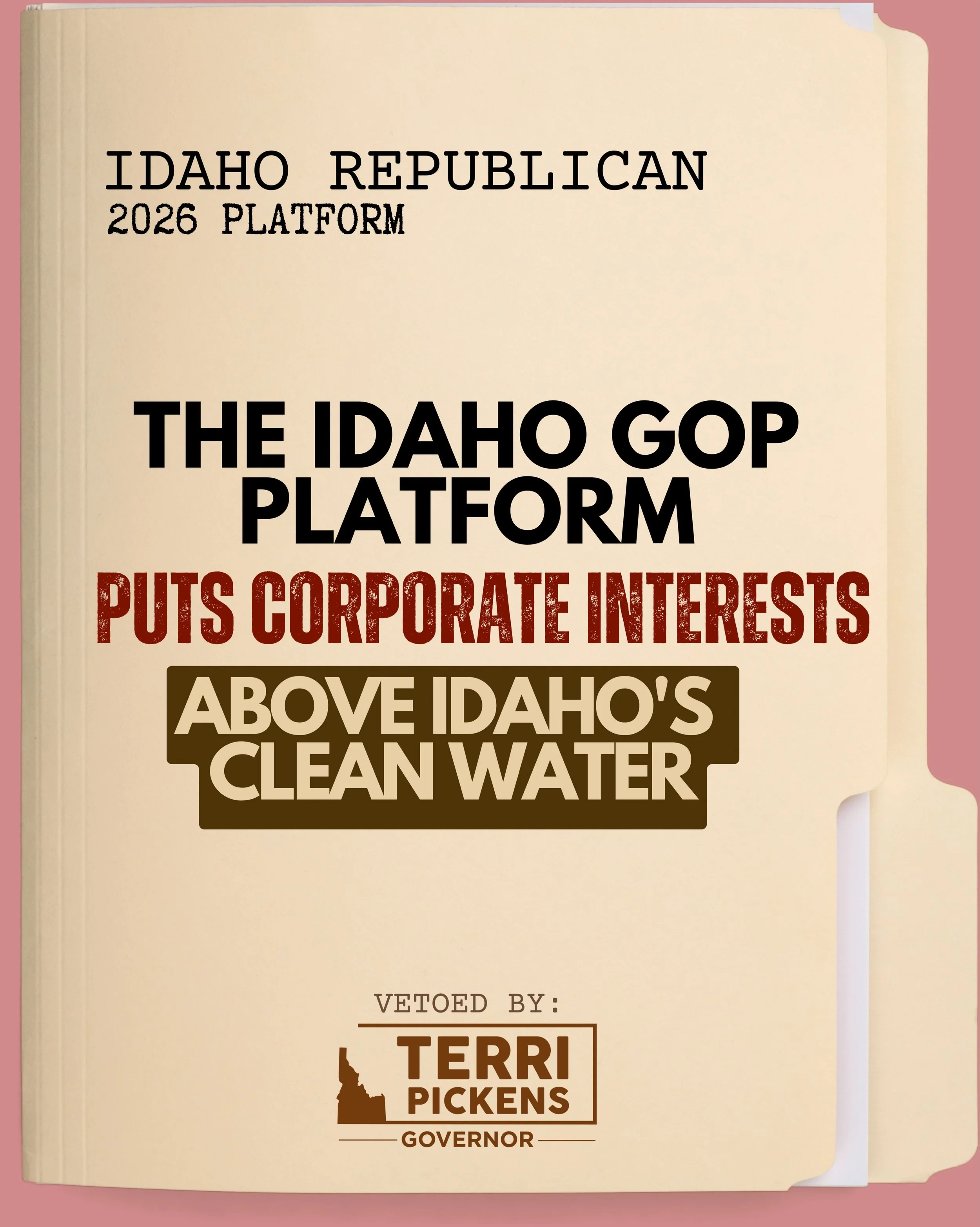 You cannot shop your way out of polluted water.

The Idaho GOP platform says it favors &ldquo;minimal government regulation&rdquo; and discourages certain international restrictions on industrial byproducts, while encouraging citizens to make purchas