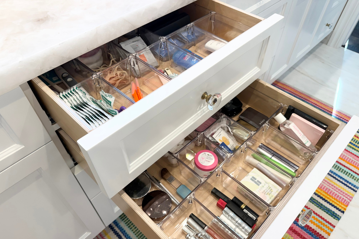 Organized bathroom drawer system in a Beverlywood move-in project