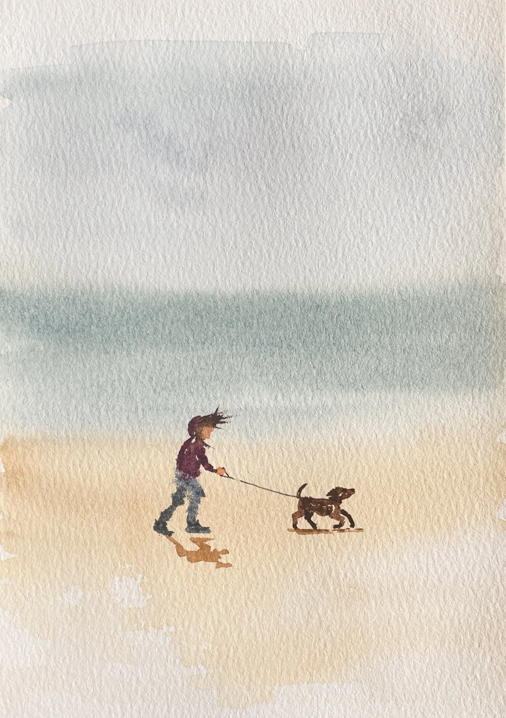 Windy Walk - 5x7in Watercolor Original