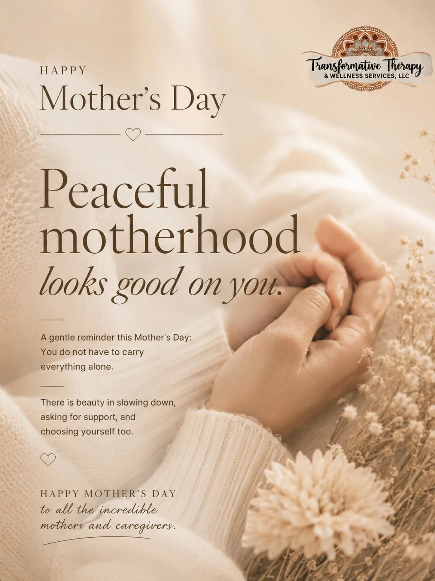 A gentle reminder this Mother&rsquo;s Day:
You do not have to carry everything alone.

There is beauty in slowing down, asking for support, and choosing yourself too. 🤍

Happy Mother&rsquo;s Day to all the incredible mothers and caregivers from our 