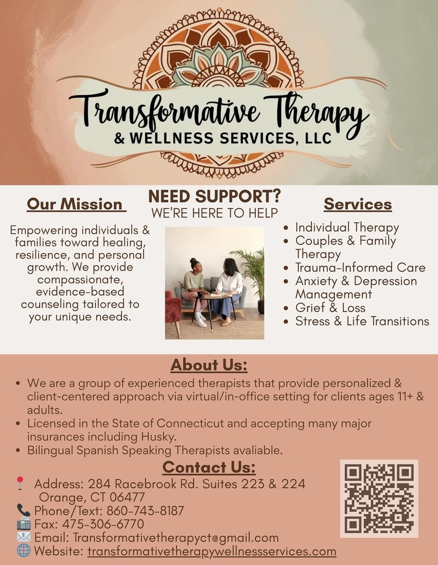 ✨ We are accepting New Clients ✨
🌿 Healing starts here. At Transformative &amp; Wellness Services, LLC, we provide compassionate, evidence-based counseling for individuals, couples, and families. Whether through telehealth or in-office sessions, we&