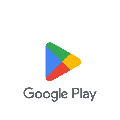 Google Play Store logo with colorful triangle and text.