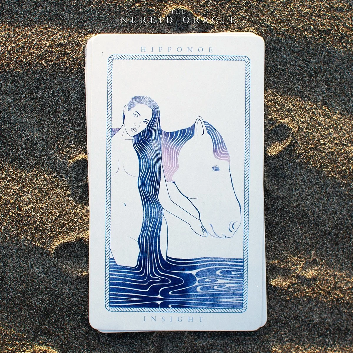 Hipponoe &bull;&nbsp;Insight &bull;&nbsp;A card from the Nereid Oracle deck.
&ldquo;The golden rays pierce the blue, illuminating the dark brine to all in shadow.&rdquo;
:
:
#Hipponoe #artistsoninstagram #thenereidoracle #nereid #wave #water #nymph #