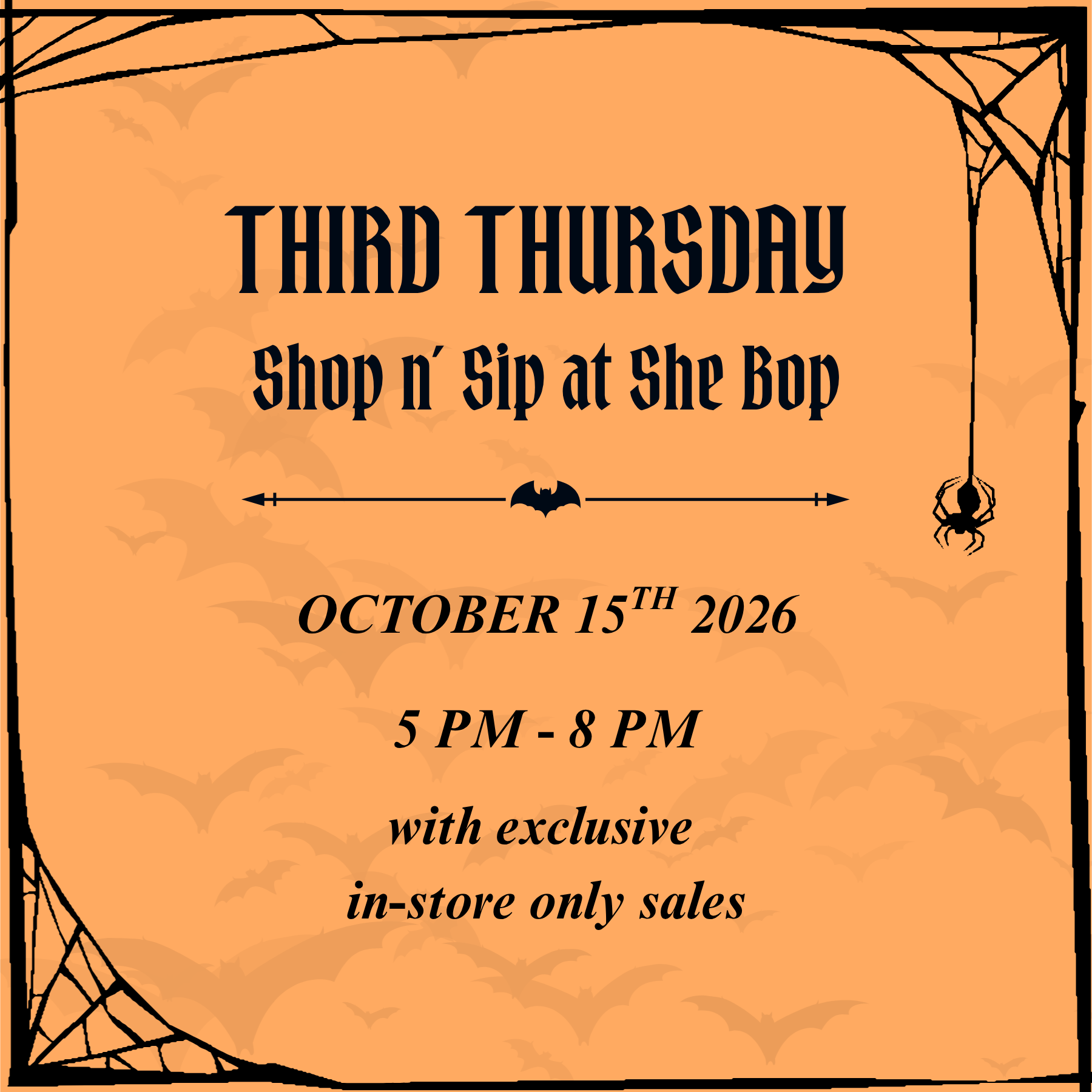 Third Thursday! October Shop n’ Sip