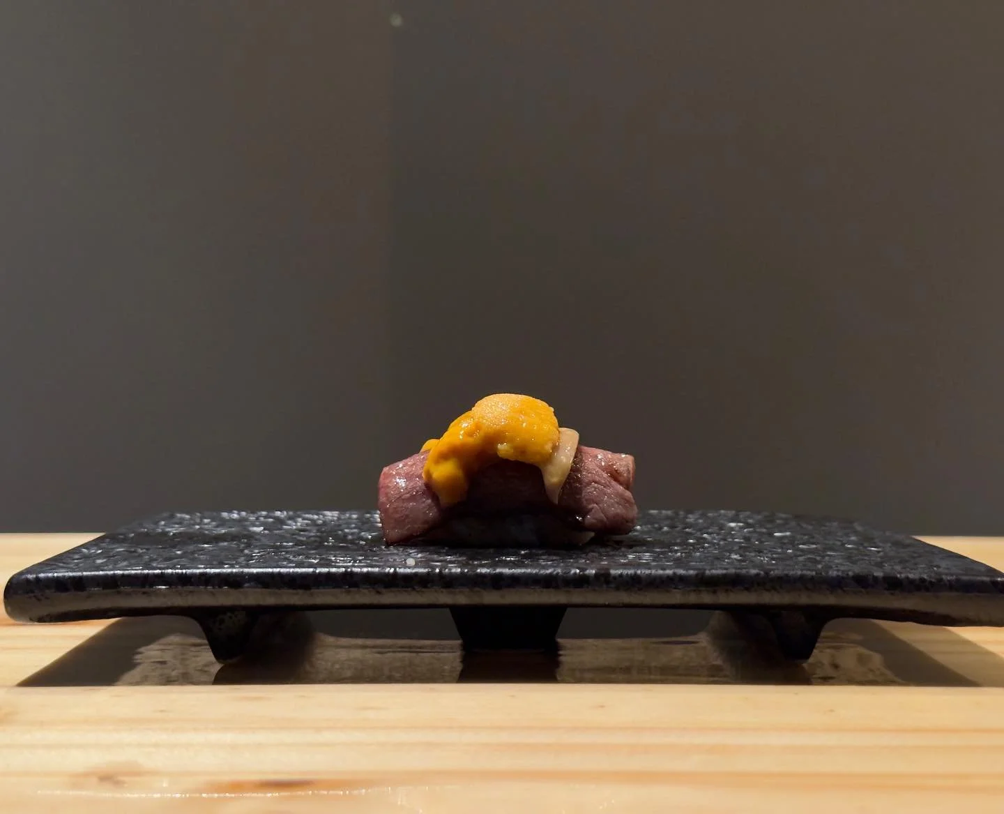 A5 Wagyu Beef with Foie Gras and Hokkaido Uni, a luxurious combination of Japan&rsquo;s most coveted ingredients that leaves your mouth and mind mesmerized.