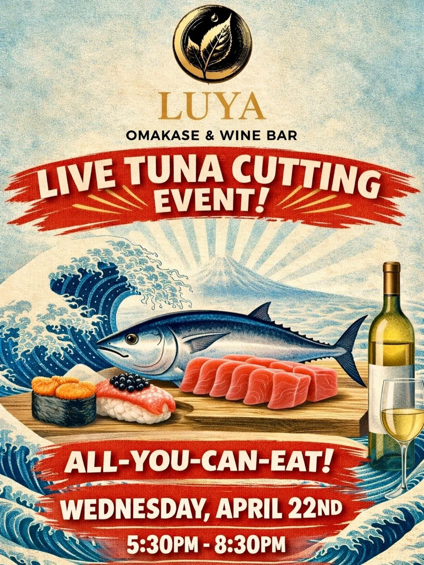 Mark your calendar for our next TUNA CUTTING EVENT! 🍣 

Join us for this 3-HR long live whole bluefin tuna breakdown + an elevated all-you-can-eat menu including freshly cut premium tuna sashimi, speciality nigiri with luxurious toppings, and hand r