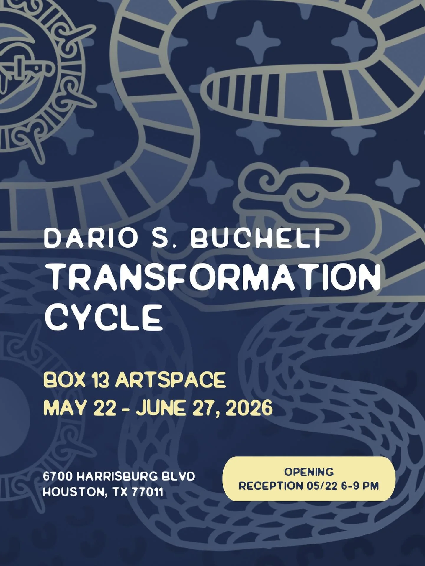 🔥 I&rsquo;m having a solo exhibition at @box13artspace this month! Come out Friday 05/22/2026 from 6-9pm

Dario Salvatore Bucheli presents &ldquo;Transformation Cycle&rdquo; at Box 13 ArtSpace. The work narrates the mythic journey of the snake: She 