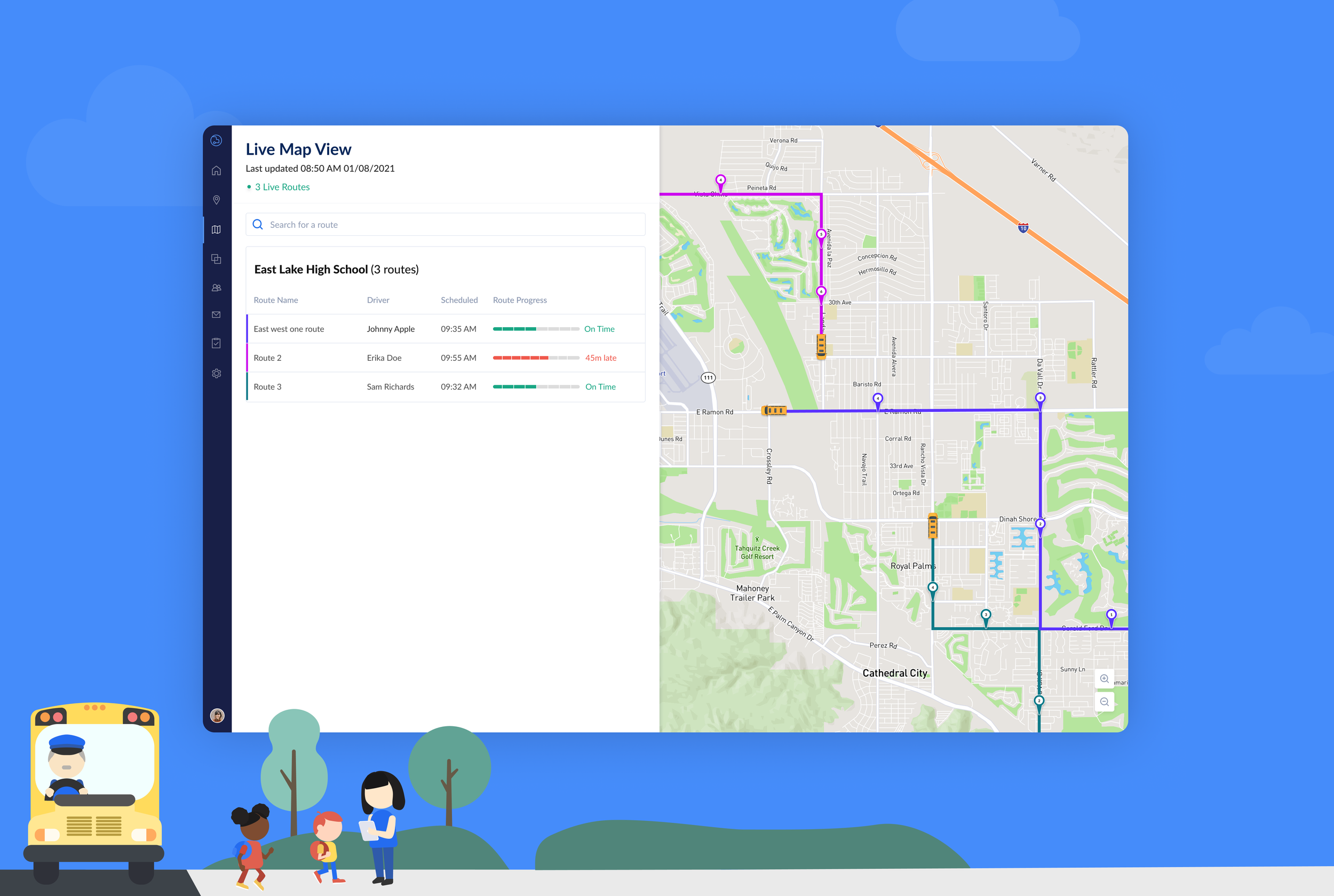View all routes in real time