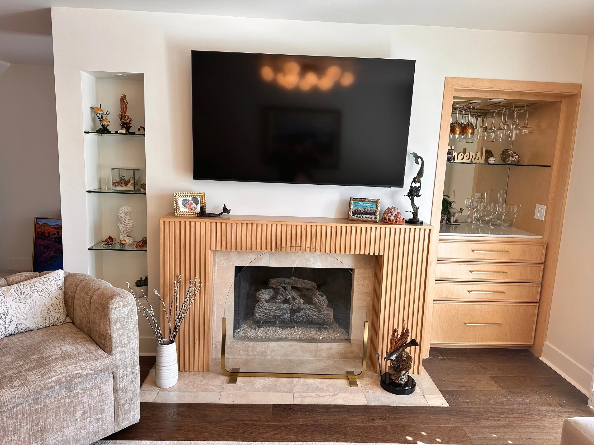 AFTER FIREPLACE WITH BAR & SHELVING