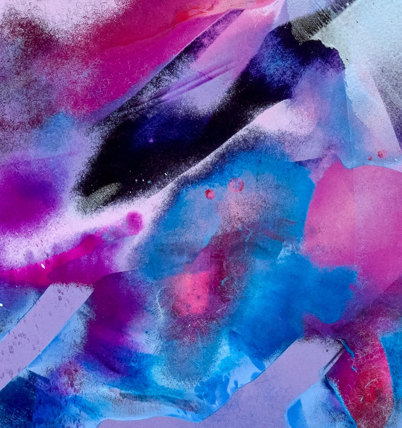 Purple Rain (detail), 2026, acrylic on panel, 18 x 18 x 1.5 inches.