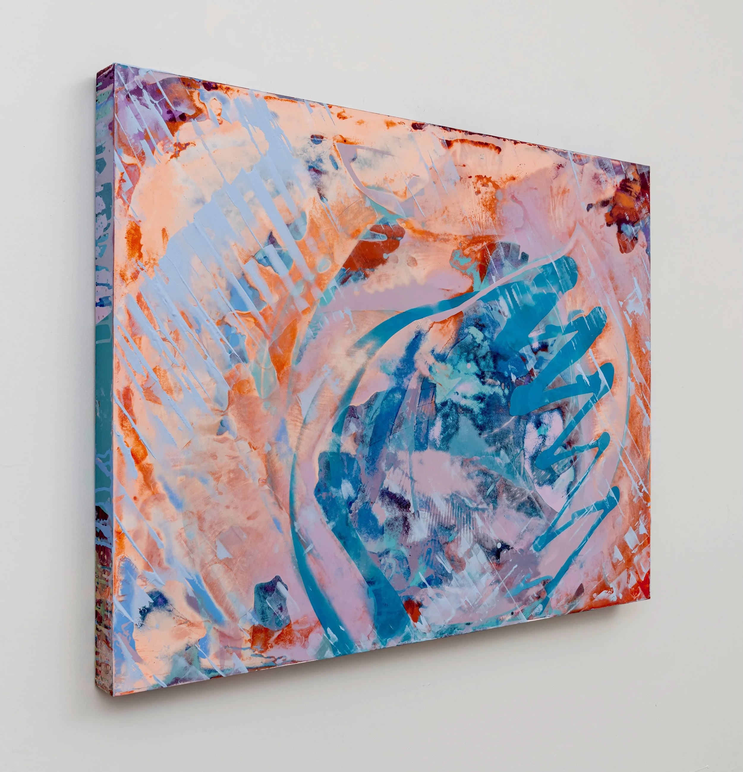 Ebb, 2025, acrylic on panel, 30 x 40 x 2 inches.