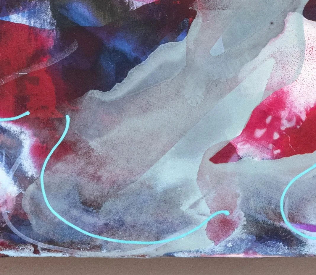 Undertow (detail), 2026, acrylic & seawater on panel, 18 x 18 x 1.5 inches.