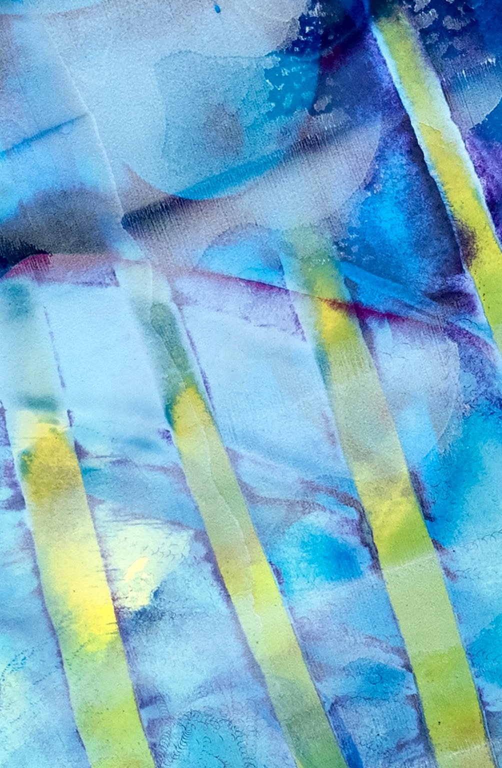 Infected Light (detail), 2026, acrylic & seawater on panel, 24 x 24 x 2.5 inches.