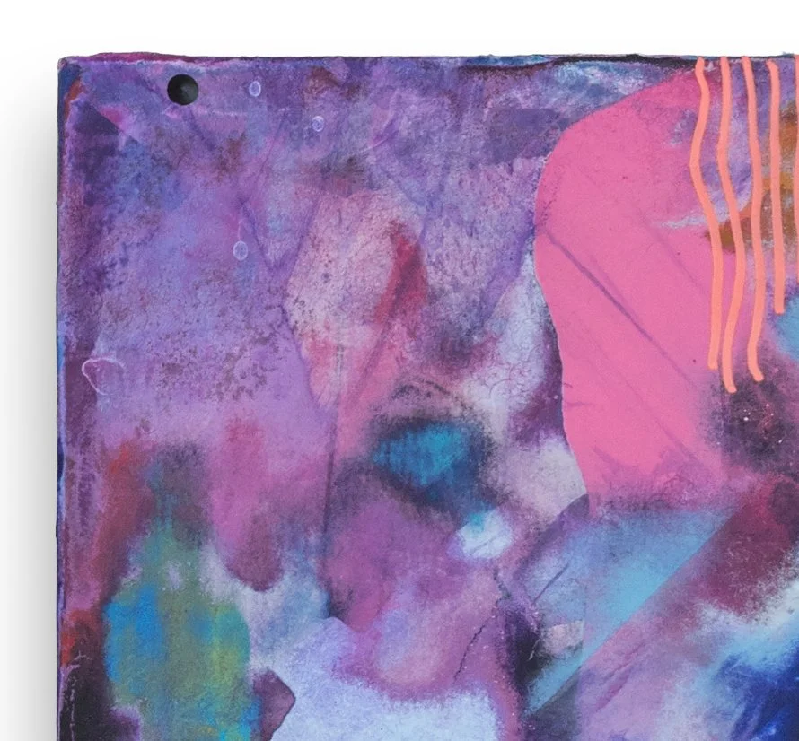 Apogee Burn (detail), 2026, acrylic & seawater on panel, 24 x 24 x 2.5 inches.