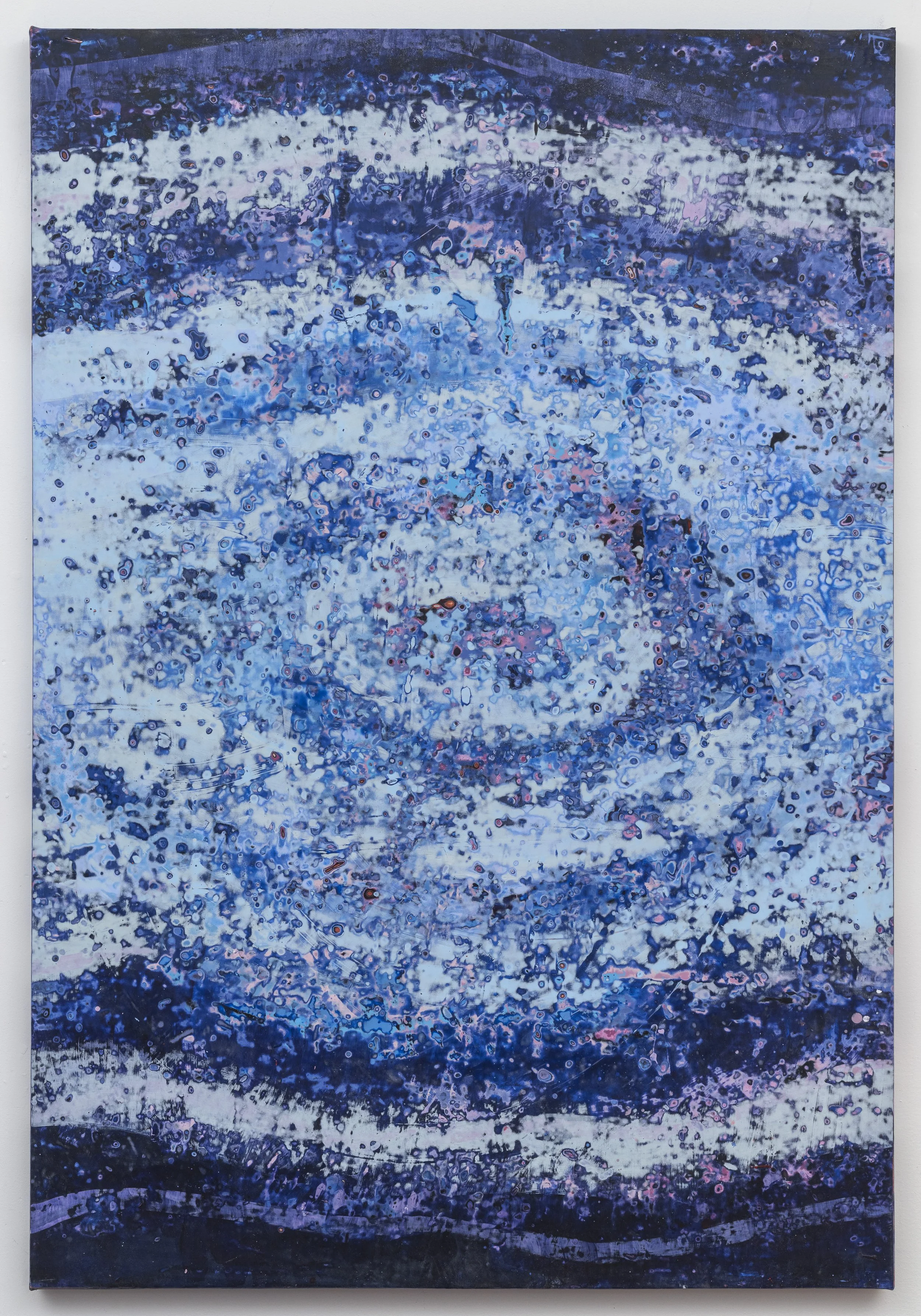 
Lateral Line, 2026, acrylic, seawater & beach glass on canvas, 64 x 44 x 1.5 in 