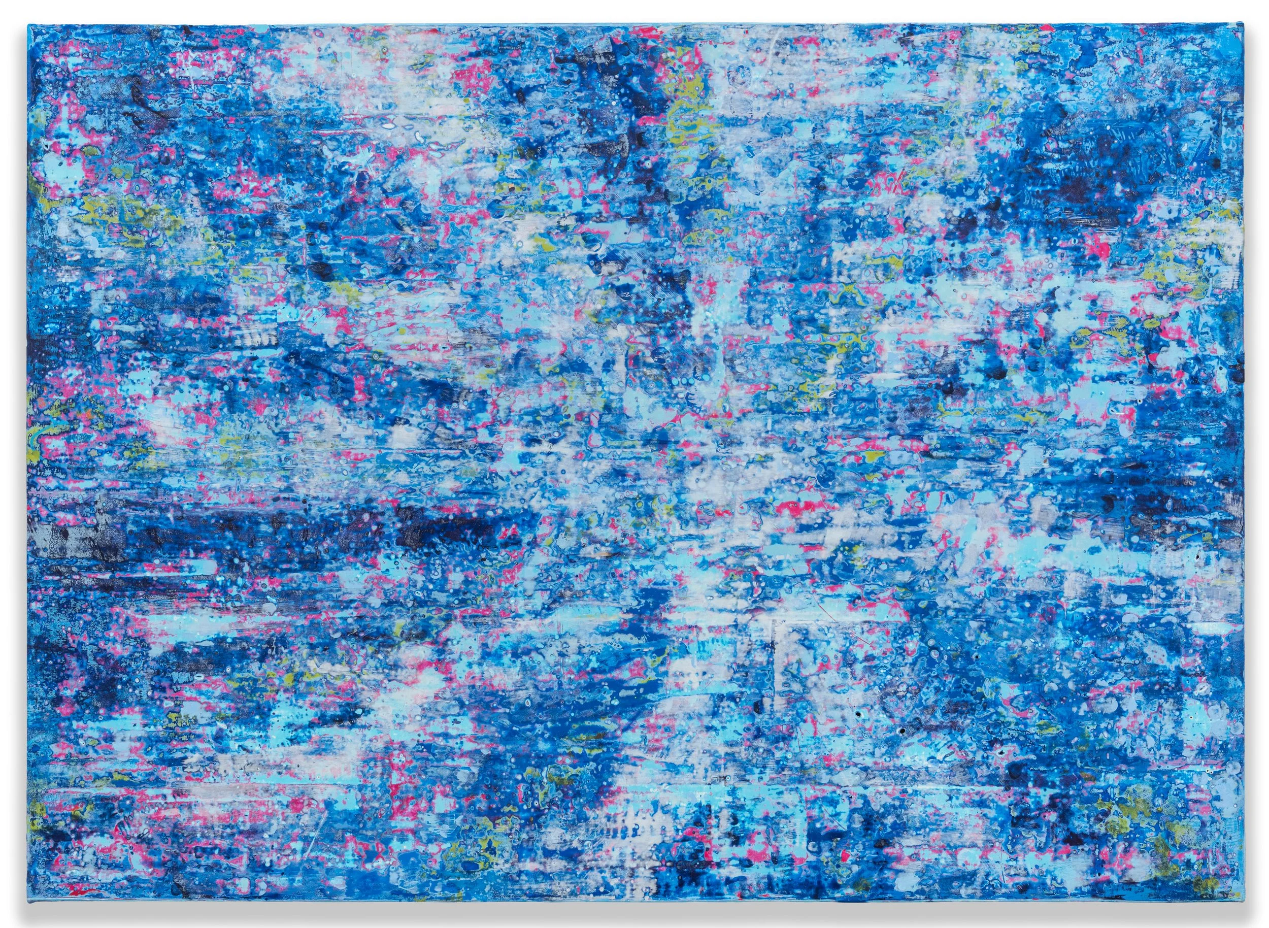 Starcast, 2026, acrylic & beach glass on canvas, 59.5 x 82.5 x 1.5 inches. (Copy)