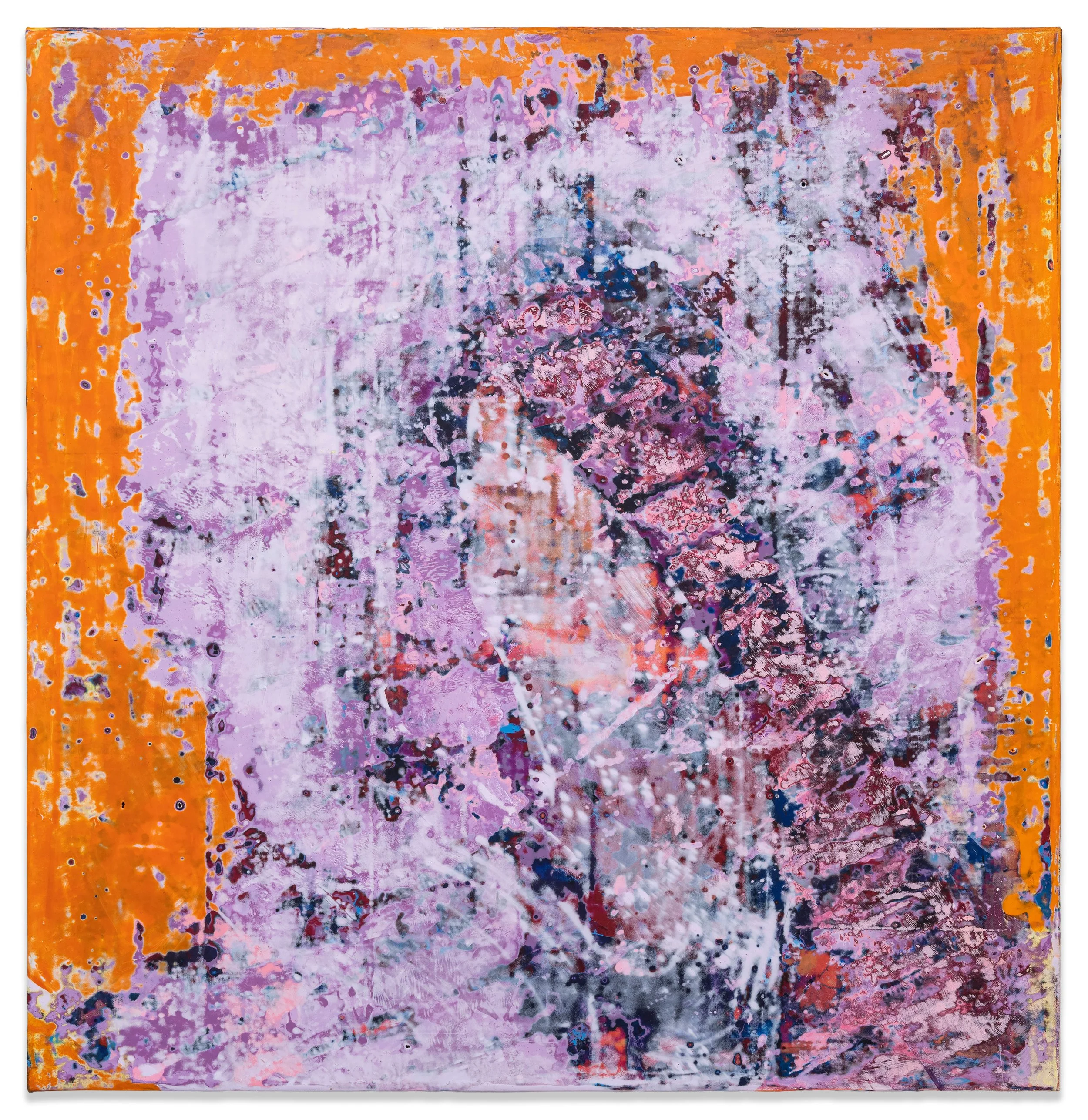 Ghost Coral, 2026 acrylic, seawater & beach glass on canvas 63 x 61 x 1.5 inches.