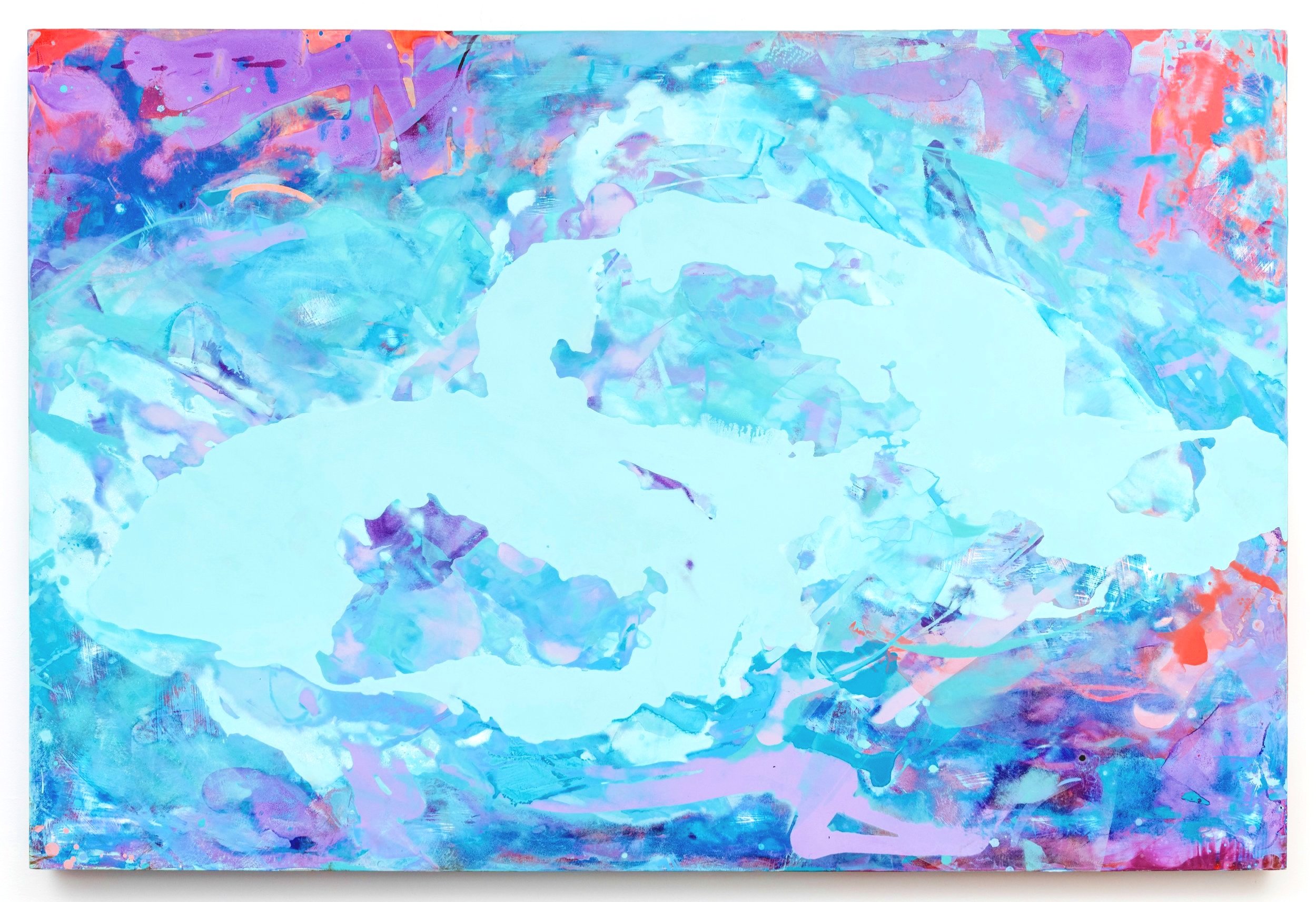 Ripple Effect, 2024, acrylic on panel, 48 x 72 x 2.5 inches.