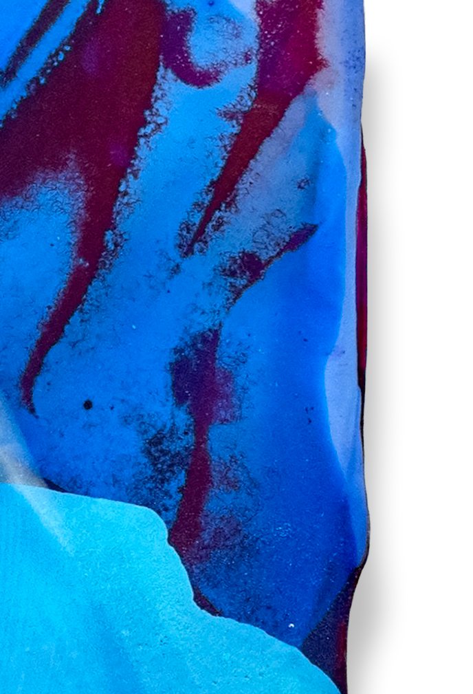 Bubblegum Ocean (detail), 2026, acrylic & seawater on panel, 16 x 16 x 1.5 inches.