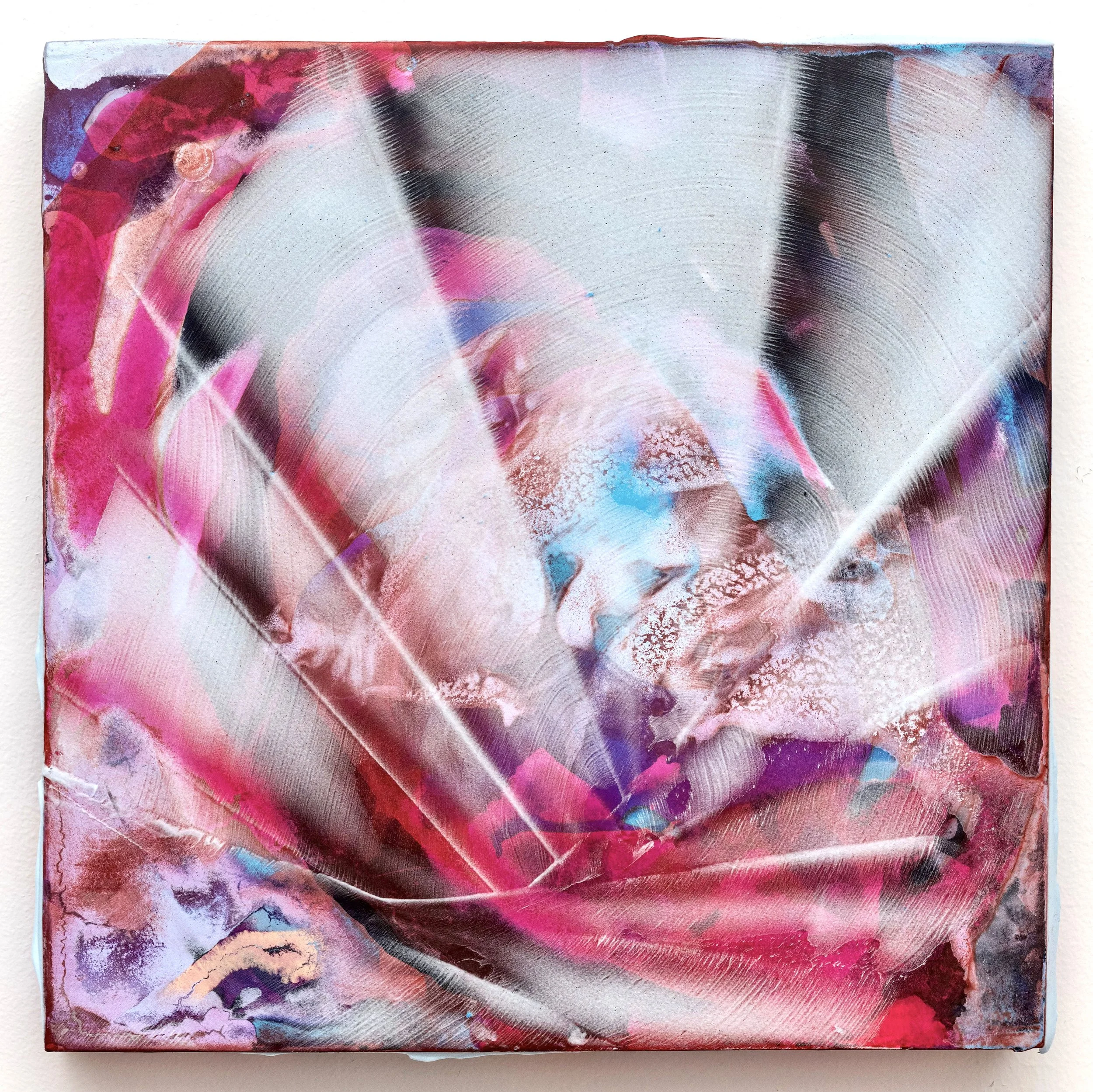 Tremor, 2026, acrylic & seawater on panel, 12 x 12 x 1.5 inches.