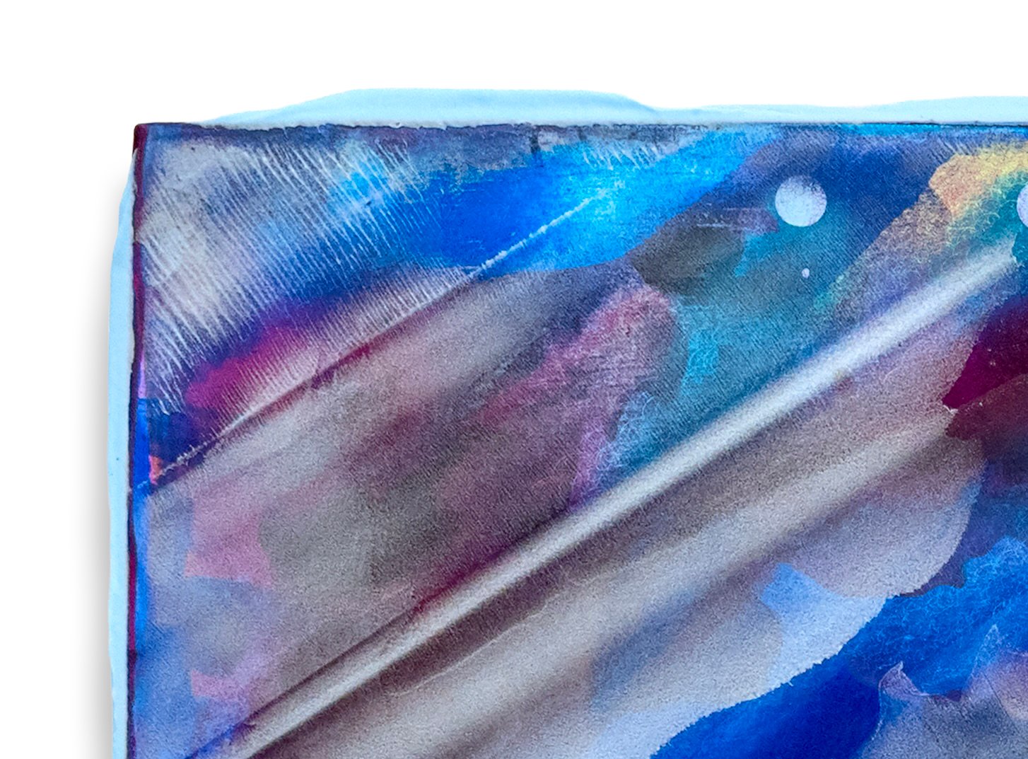 Infected Light (detail), 2026, acrylic & seawater on panel, 24 x 24 x 2.5 inches.