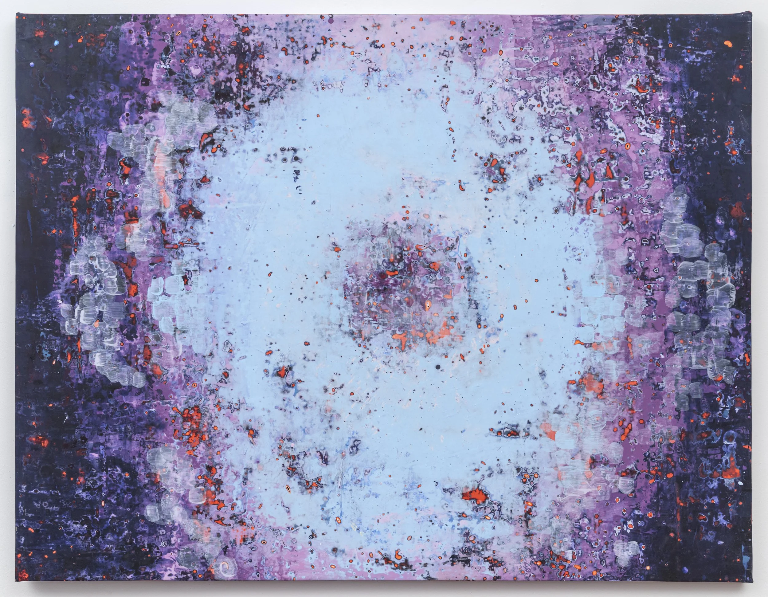 Moonbeam Jelly, 2026,
acrylic, seawater & beach glass on canvas
46 x 60 x 1.5 inches.