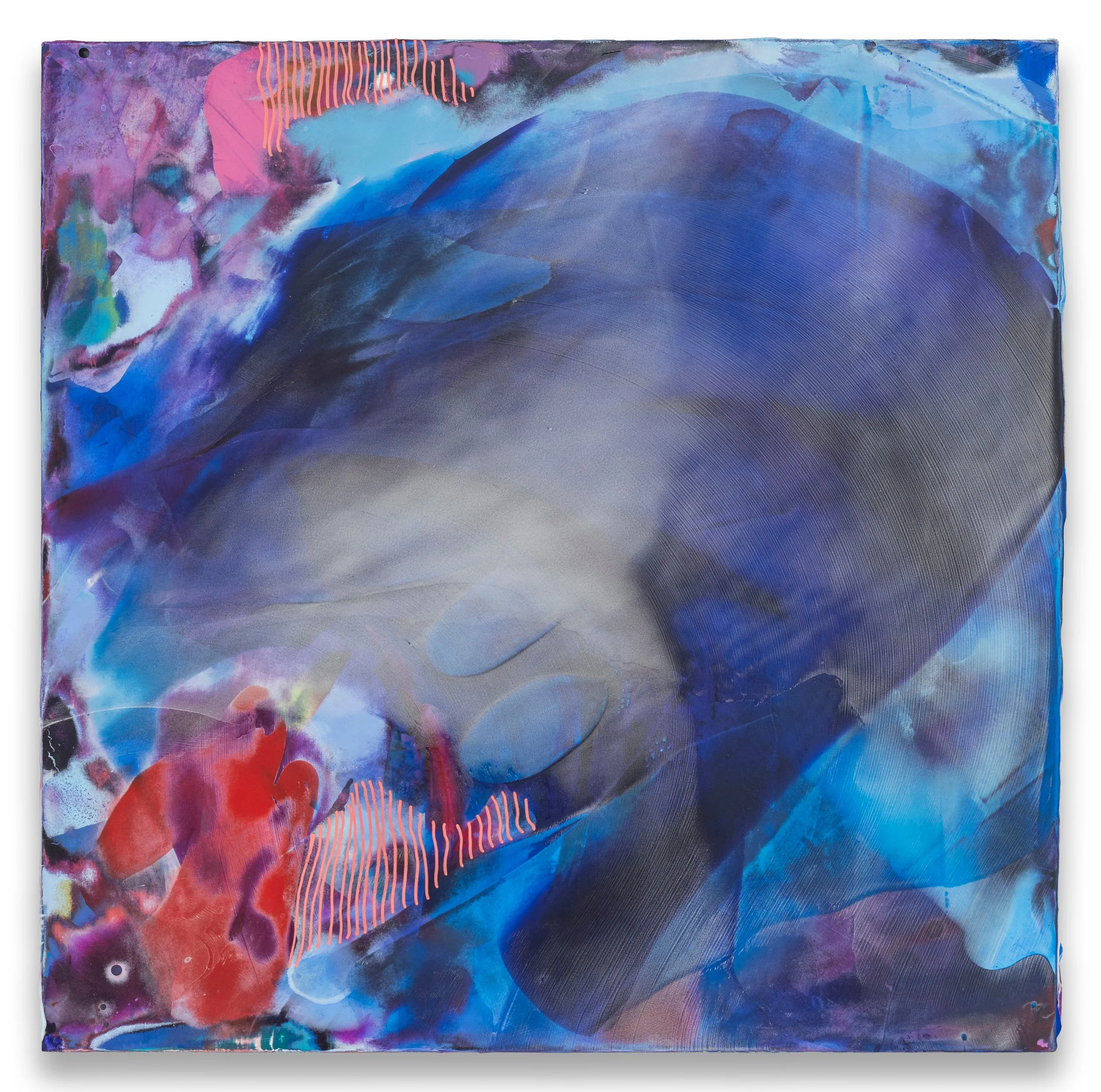 Apogee Burn, 2026, acrylic & seawater on panel, 24 x 24 x 2.5 inches.