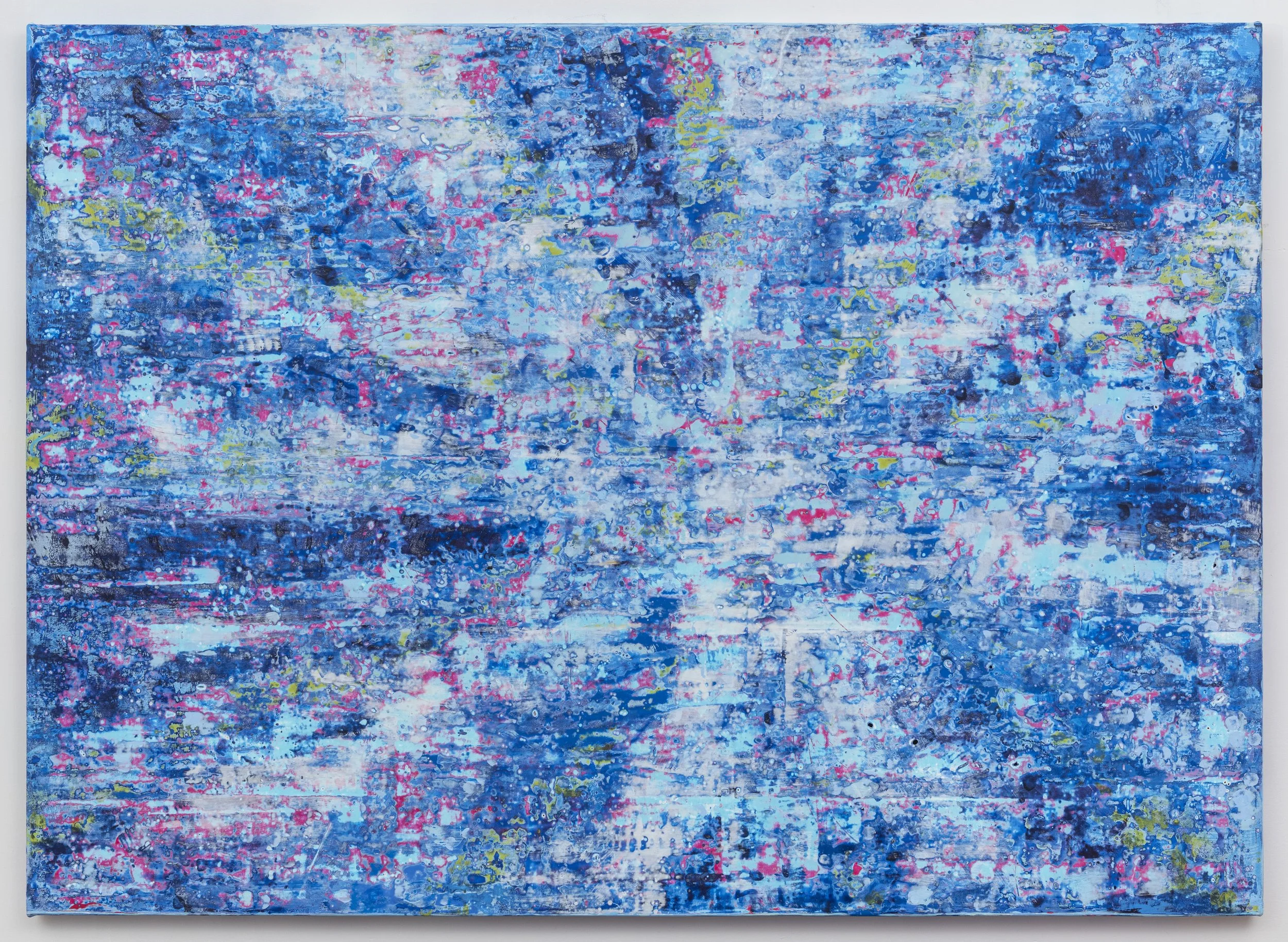 Starcast, 2026, acrylic & beach glass on canvas, 59.5 x 82.5 x 1.5 inches.